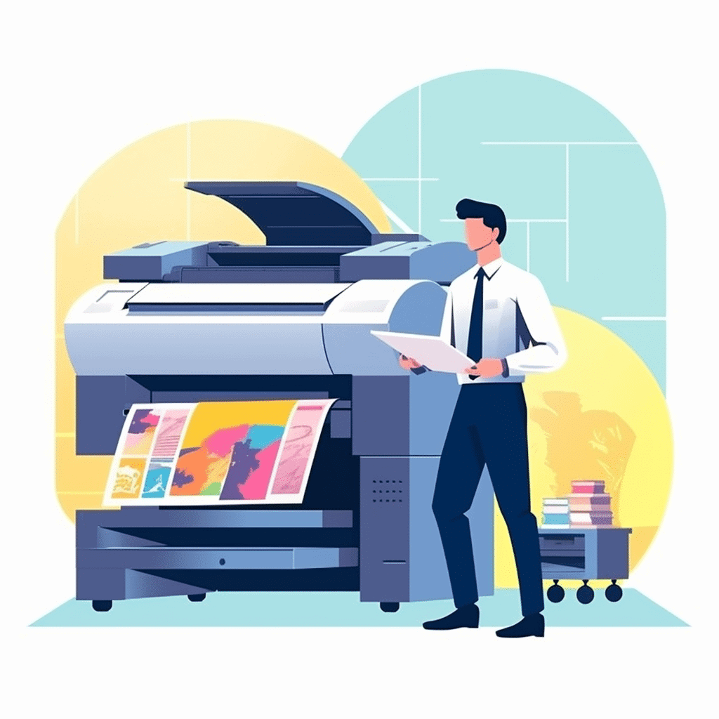 Illustration of a large format professional printer