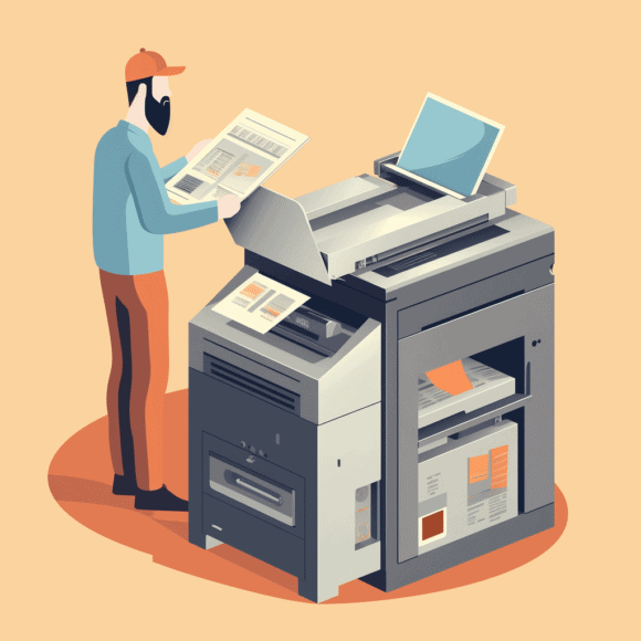 Employé lisant comment installer et configurer son imprimante