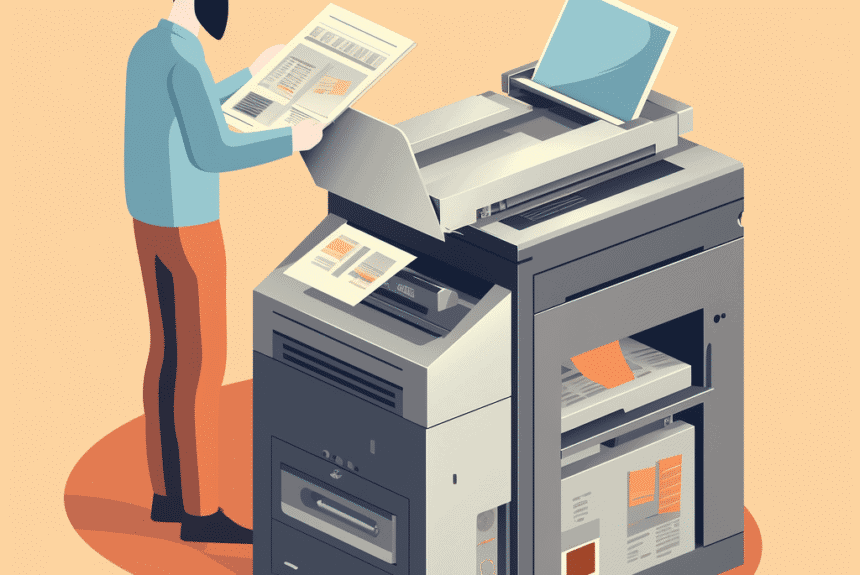 Employé lisant comment installer et configurer son imprimante